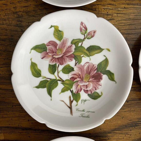 Rochard Limoges France‎ Dessert Bread Plates Cheese Wine 5.25” Flowers Signed - Picture 6 of 13